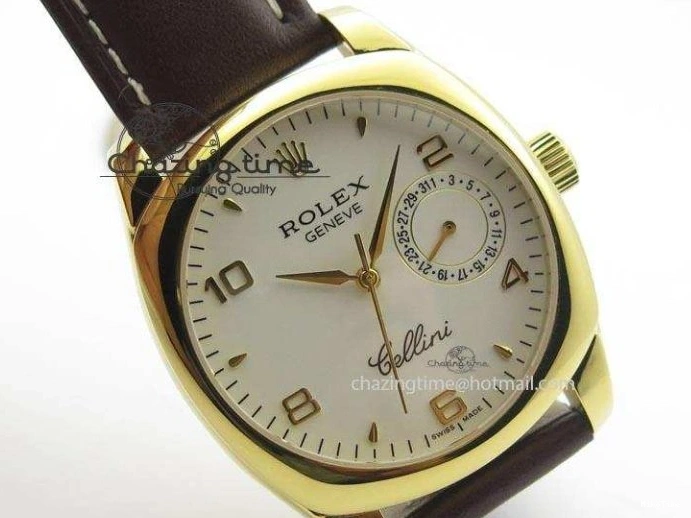 MiroTime 0328 Cellini Date YG White Numeral Dial On Brown Leather Strap A Affordable 3883